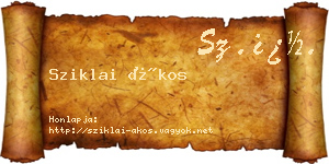 Sziklai Ákos névjegykártya